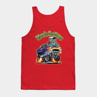 Muscle Car Toons Automotive Cartoon Comic Book Cover Art Tank Top